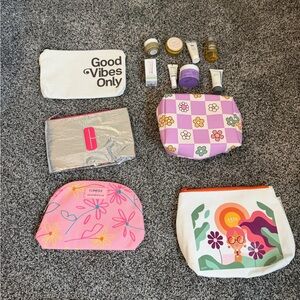 NWOT Ulta Cosmetic Bag Collection - 5 Bags w/ 7 hair & skincare items & candle